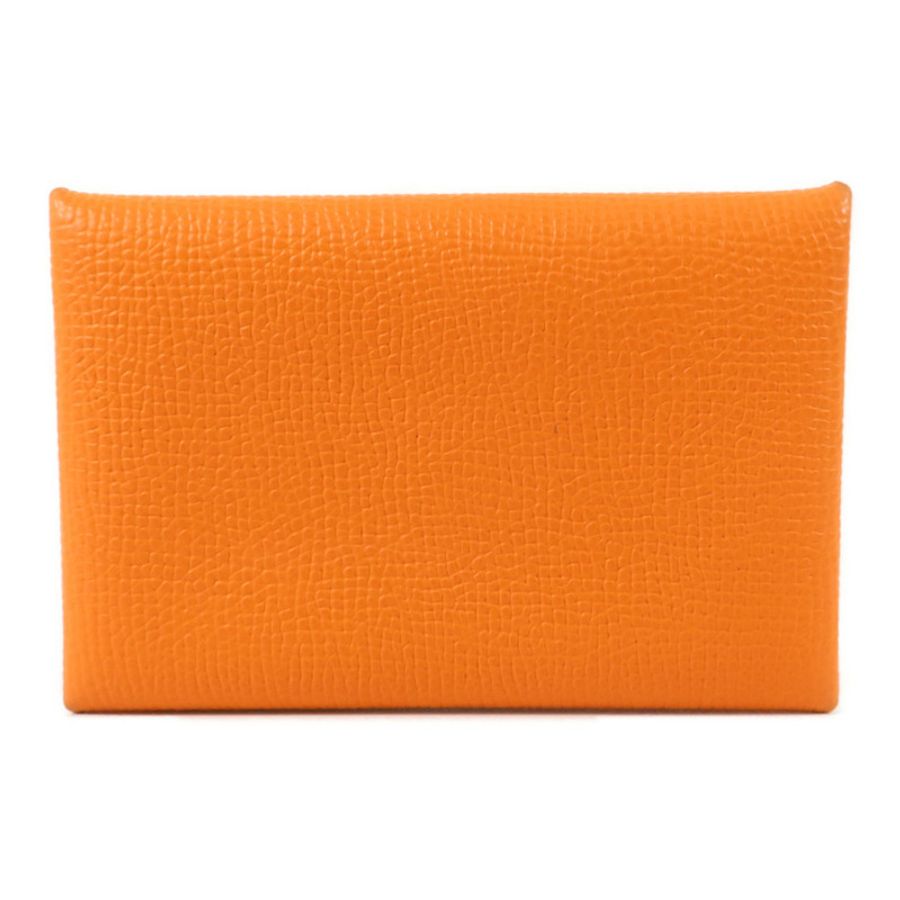 HERMES Epsom皮革Calvi Card Holder卡片套Orange/Lime-1