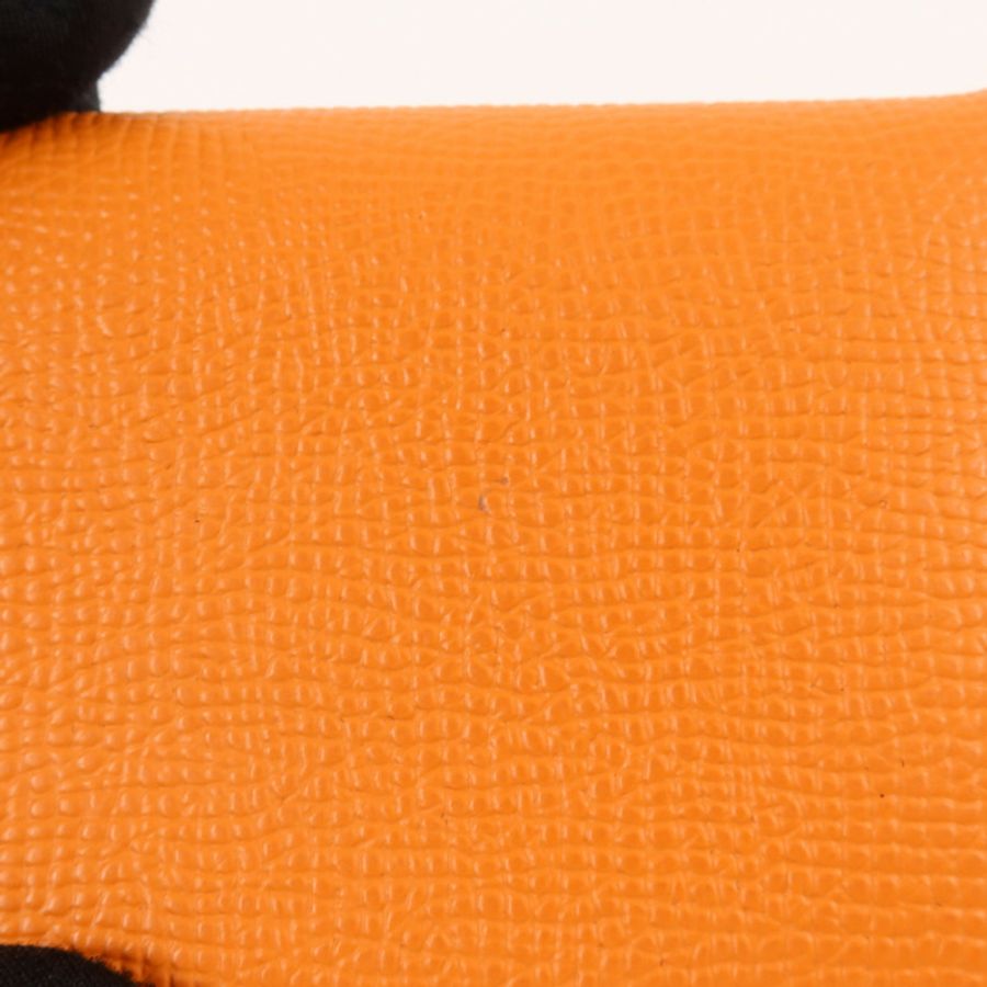 HERMES Epsom皮革Calvi Card Holder卡片套Orange/Lime-13