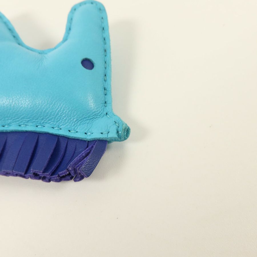 HERMES Milo皮革Rodeo MM掛飾Bleu Azteque/Bleu Electrique/Fauve-7