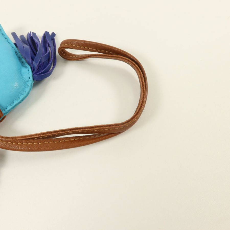 HERMES Milo皮革Rodeo MM掛飾Bleu Azteque/Bleu Electrique/Fauve-10