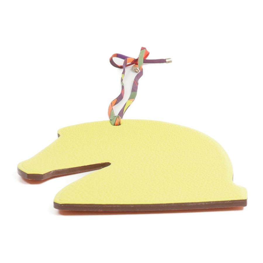 HERMES Chevre/Swift皮革Samarkand掛飾Jaune Poussin/Orange-2
