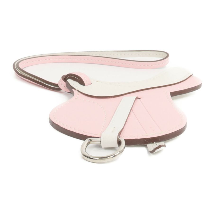 HERMES Swift皮革Paddock Cell掛飾Rose Sakura/White-2