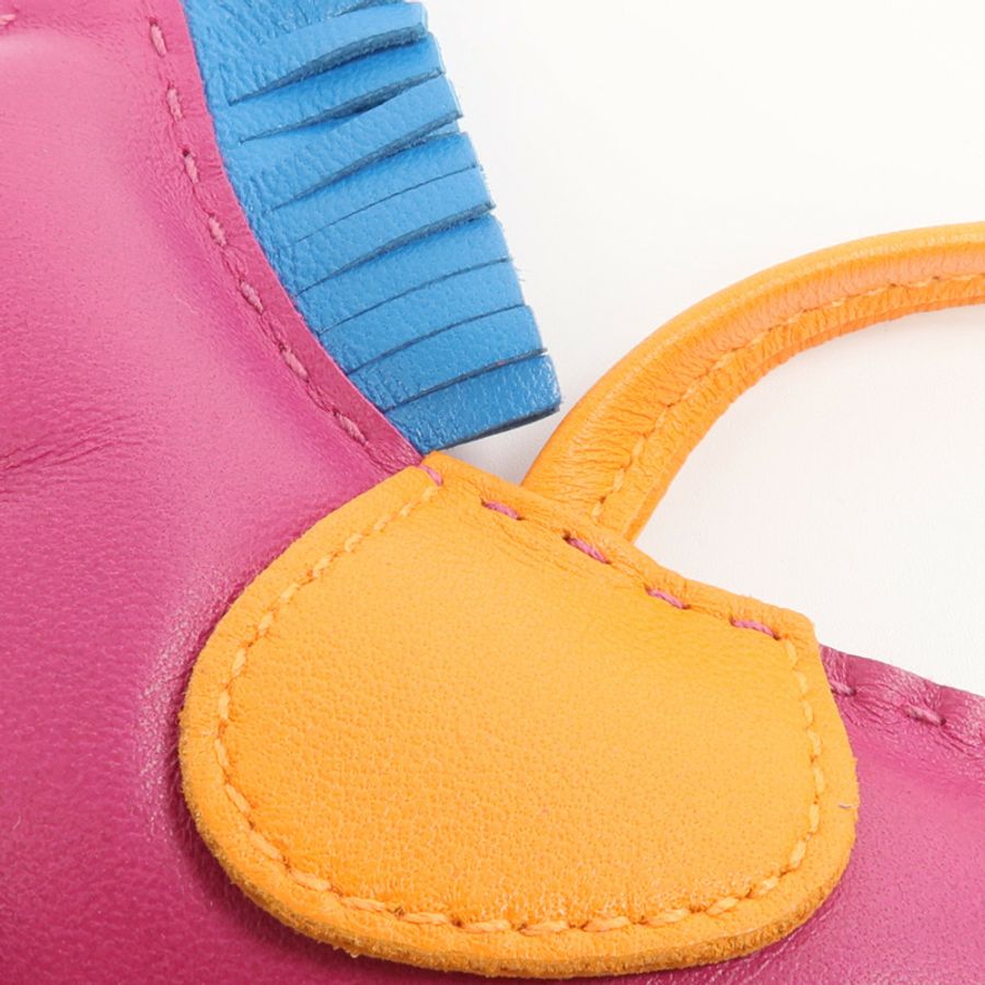 HERMES Milo皮革Rodeo MM掛飾Tosca/Bleu Izmir/Orange-3
