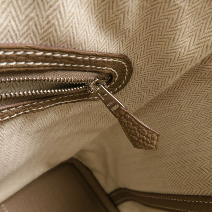 HERMES Negonda皮革Garden Party TPM手挽袋Etoupe-15