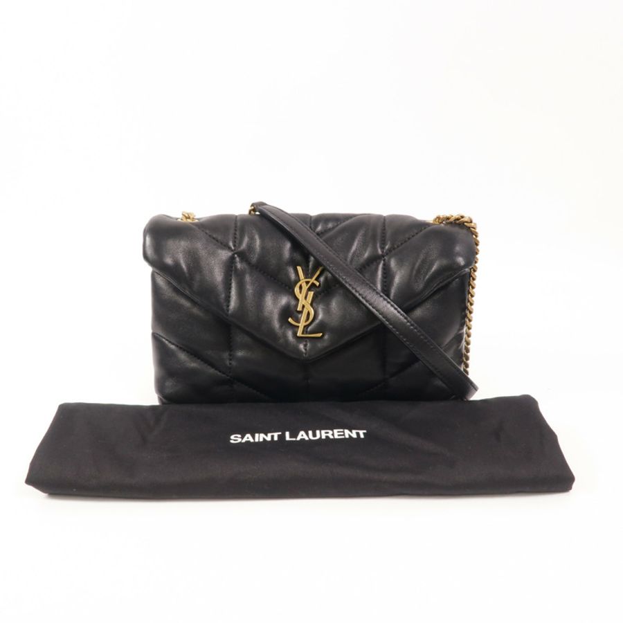 YVES SAINT LAURENT 羊皮皮革Puffer Toy鏈帶肩背袋-10