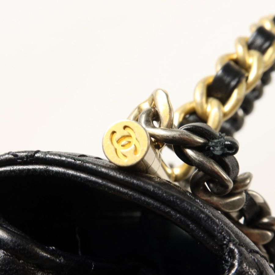 CHANEL 羊皮皮革Top Handle Flap鏈帶手挽肩背兩用袋-12