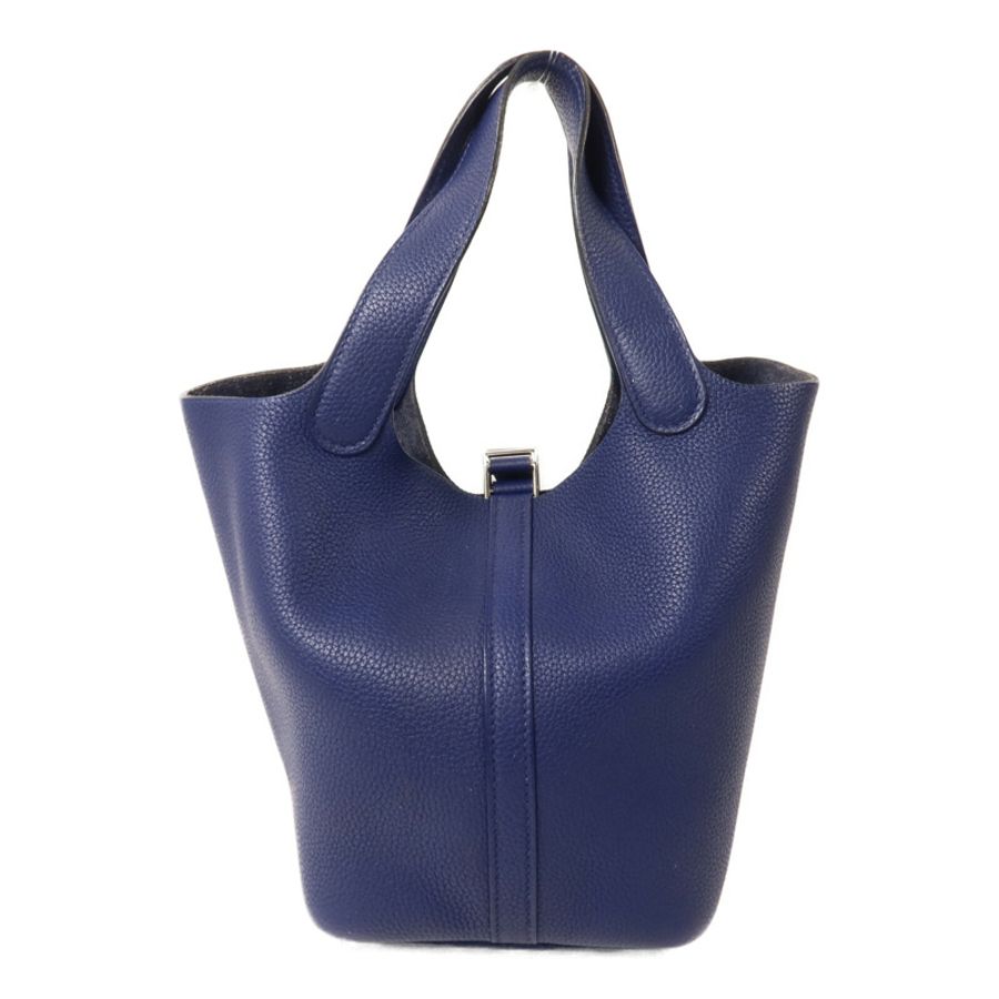 HERMES Clemence皮革Picotin PM手挽袋Bleu Saphir-1