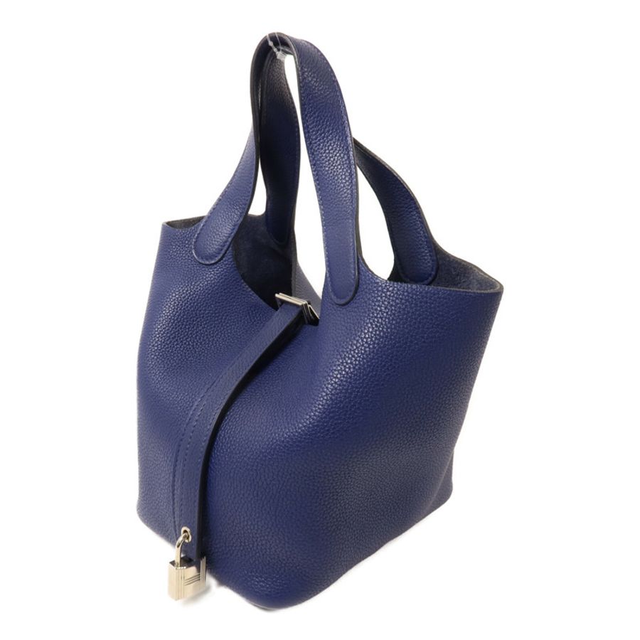 HERMES Clemence皮革Picotin PM手挽袋Bleu Saphir-2