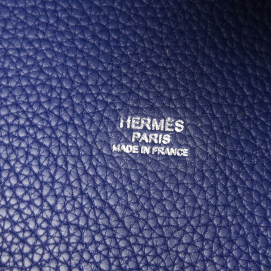 HERMES Clemence皮革Picotin PM手挽袋Bleu Saphir-5