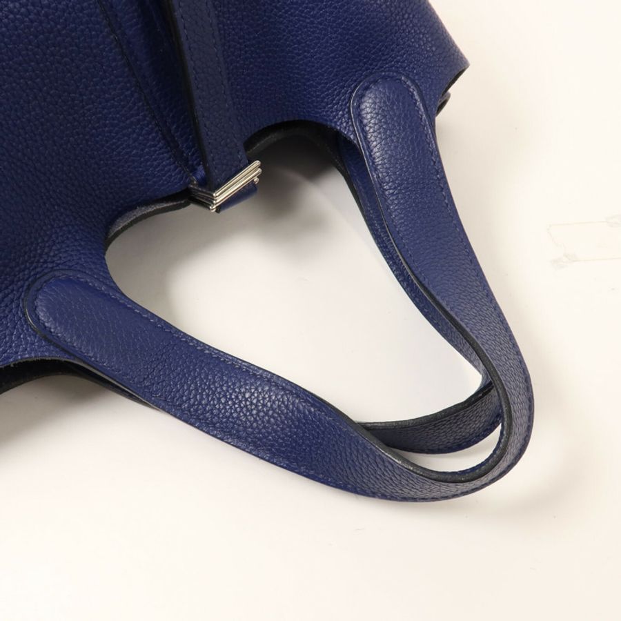 HERMES Clemence皮革Picotin PM手挽袋Bleu Saphir-7