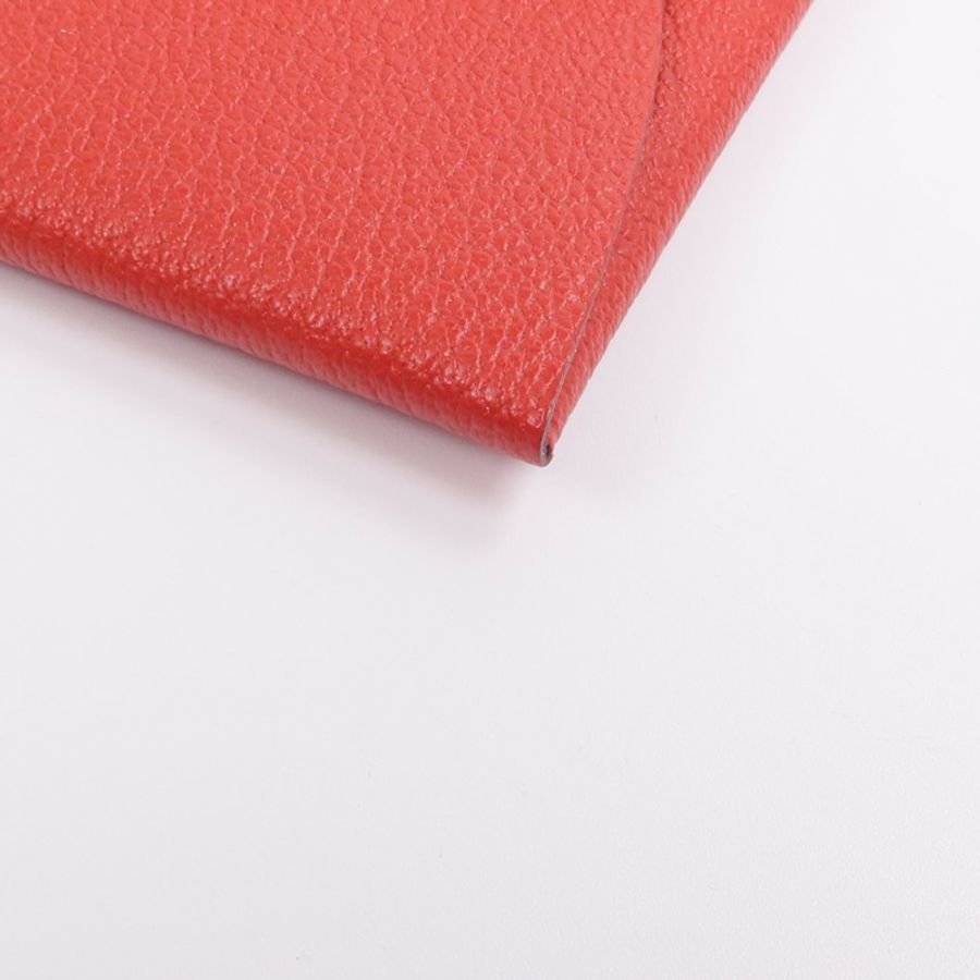 HERMES Chevre皮革Bastia零錢包Rose Texas-5