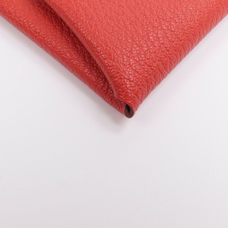HERMES Chevre皮革Bastia零錢包Rose Texas-7