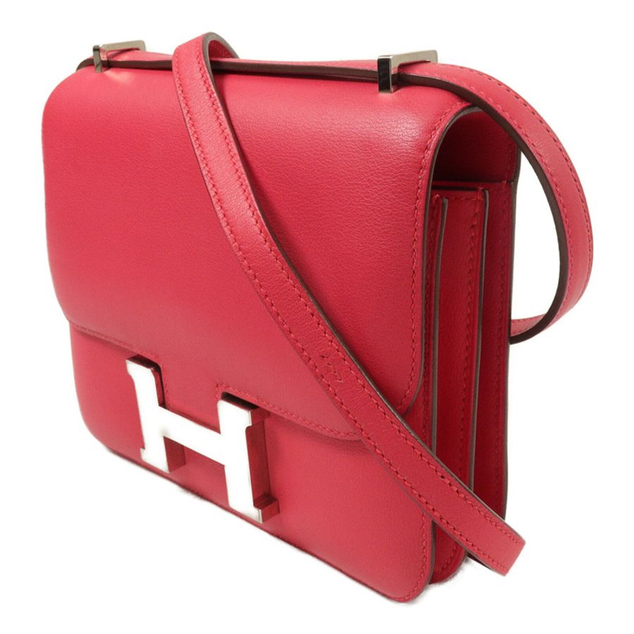 HERMES Swift皮革Constance Mini肩背袋Rose Extremt-1