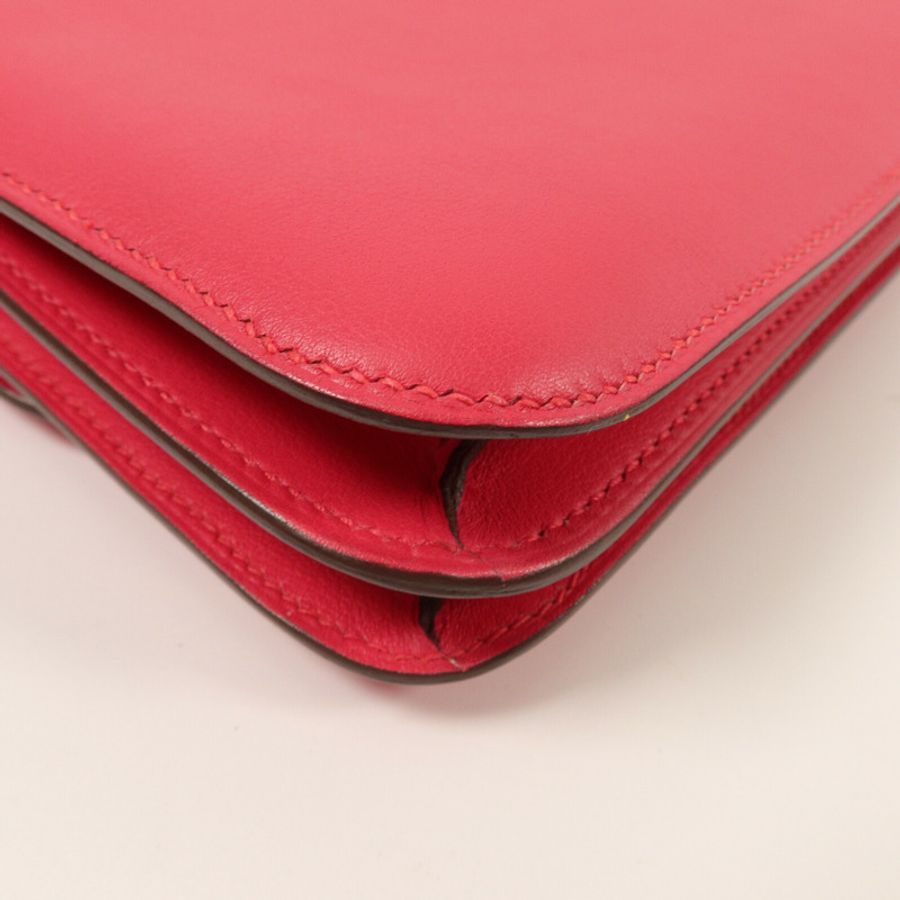 HERMES Swift皮革Constance Mini肩背袋Rose Extremt-12