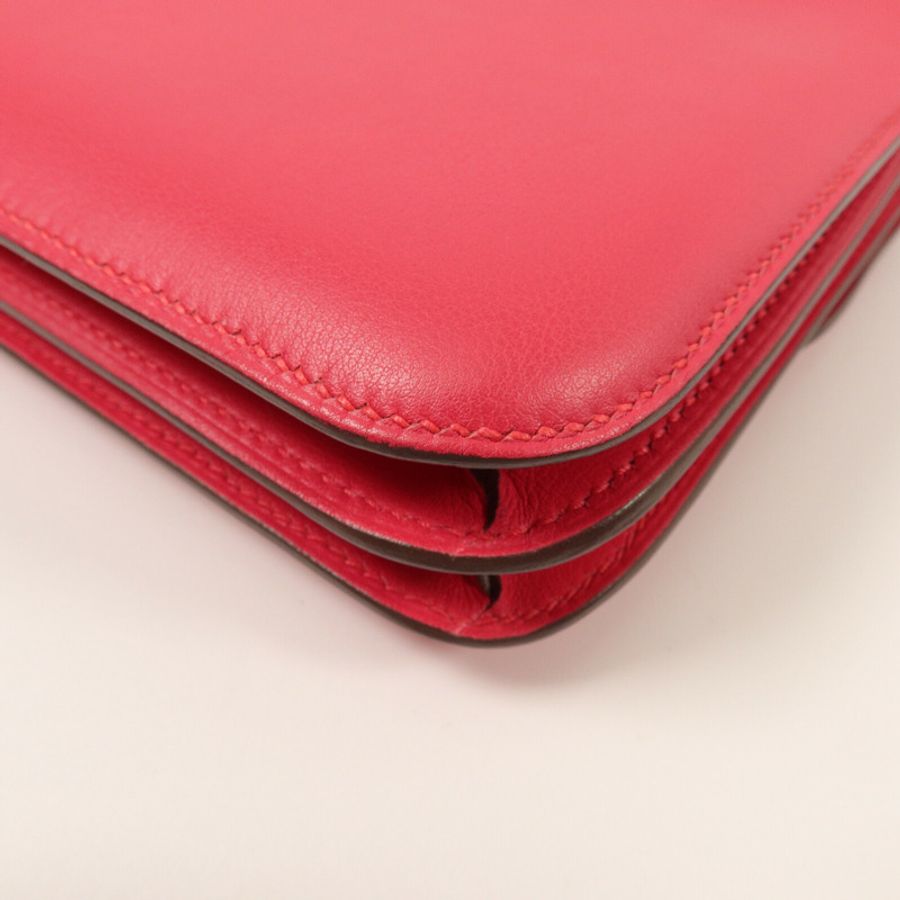 HERMES Swift皮革Constance Mini肩背袋Rose Extremt-13