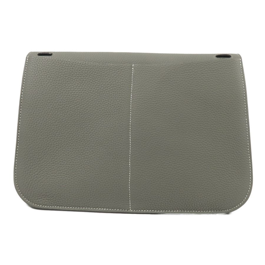 HERMES Clemence皮革Halzan 31手挽肩背兩用袋Gris Mouette-2