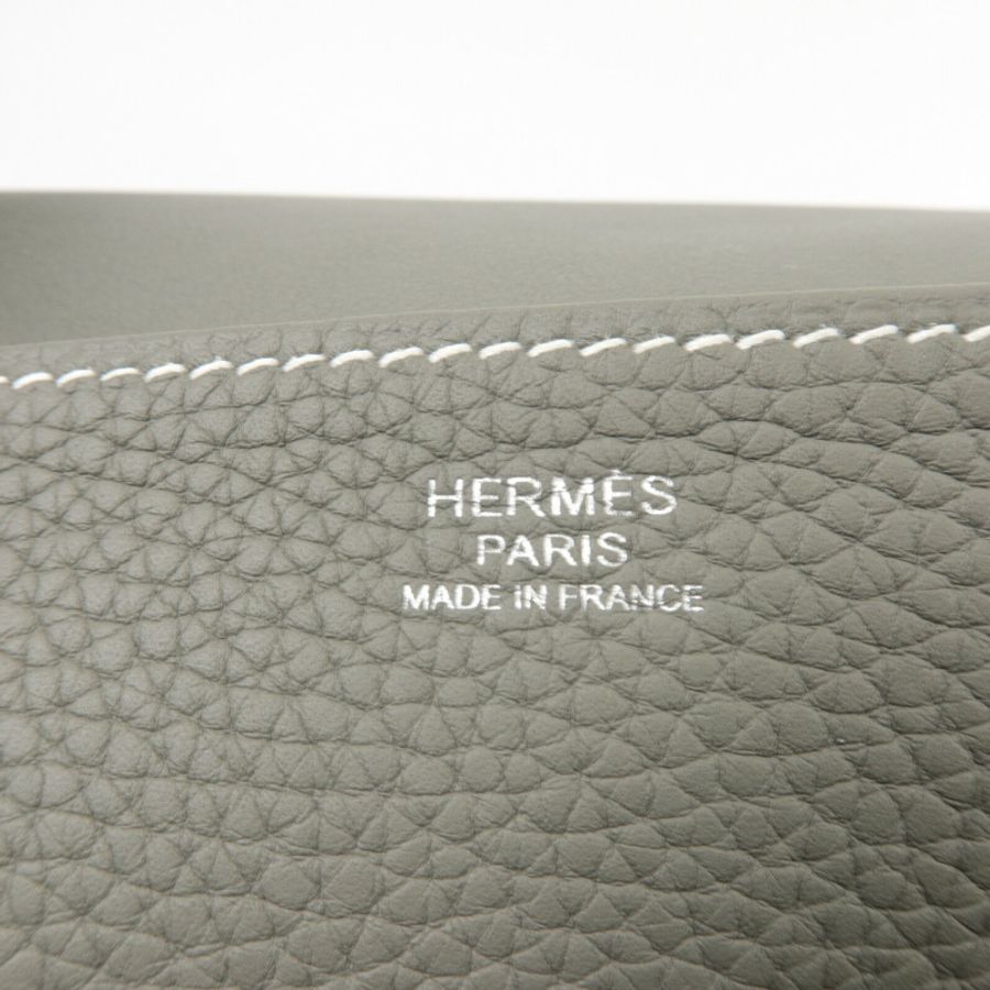 HERMES Clemence皮革Halzan 31手挽肩背兩用袋Gris Mouette-5