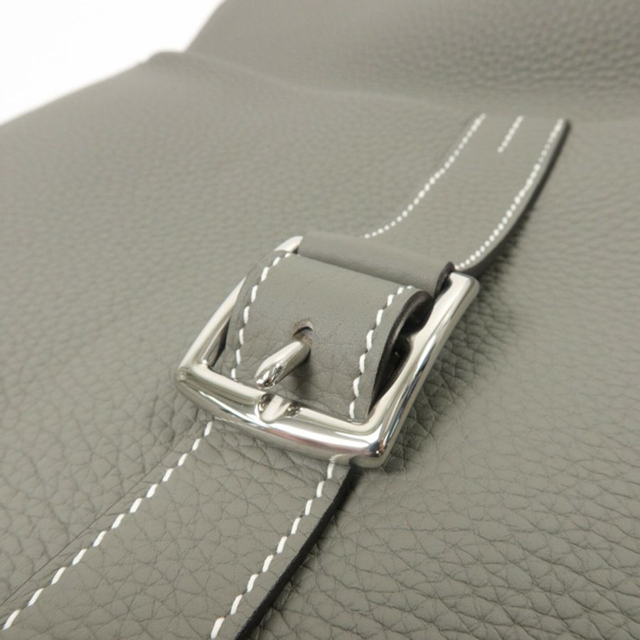HERMES Clemence皮革Halzan 31手挽肩背兩用袋Gris Mouette-7