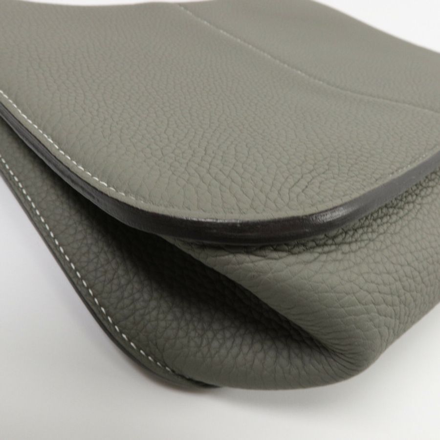 HERMES Clemence皮革Halzan 31手挽肩背兩用袋Gris Mouette-13