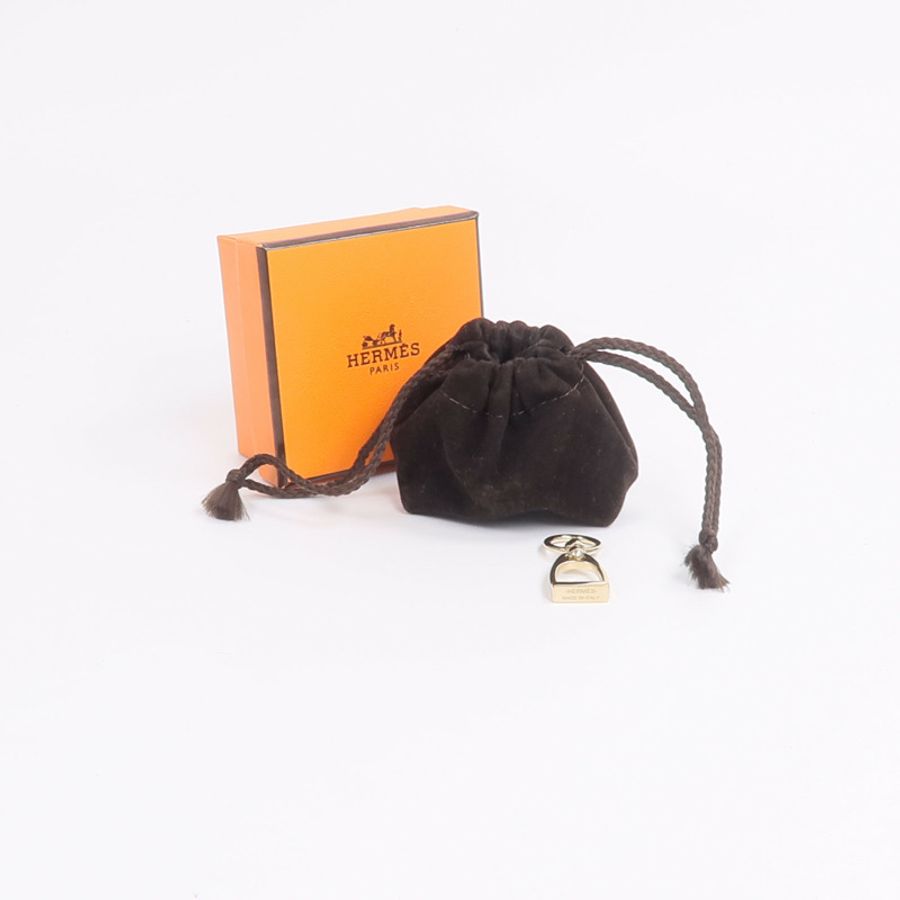 HERMES 黃銅Charms Etrier Twilly Ring絲巾扣-6
