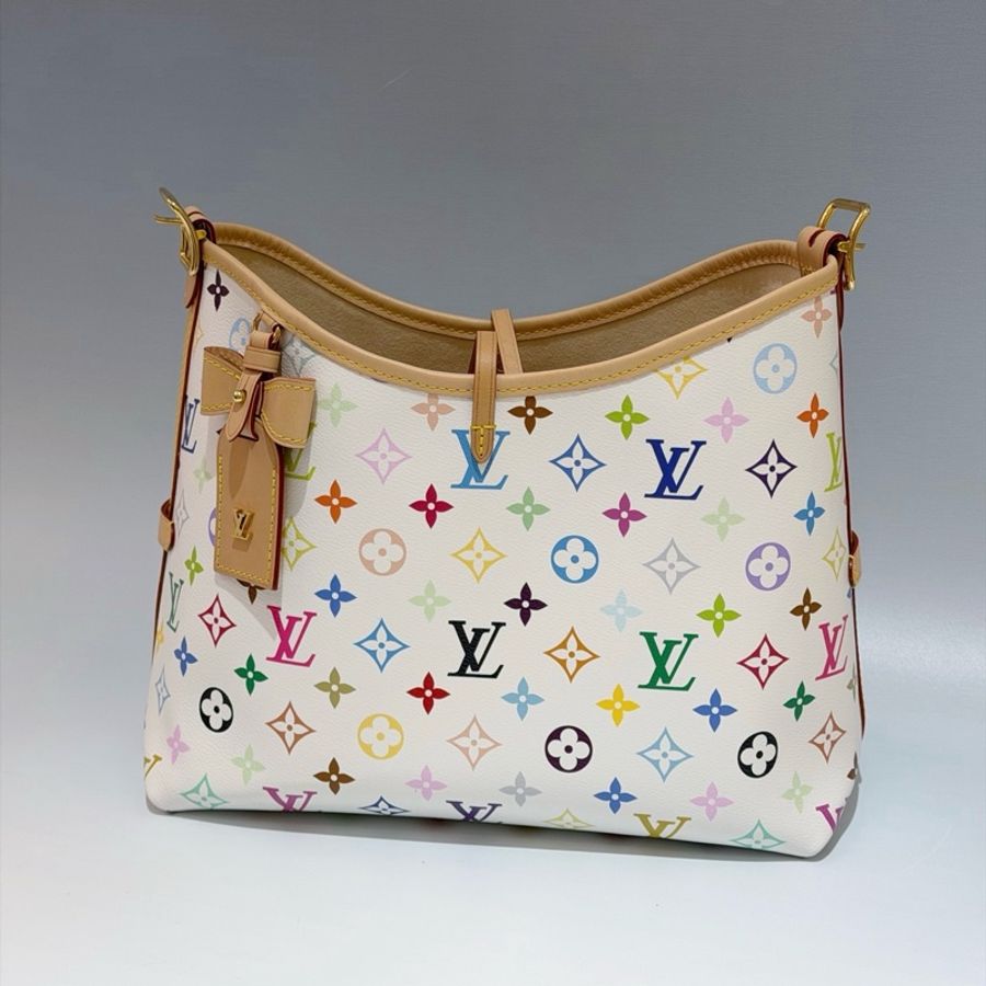 LV/路易威登 Carryall 小號 白三彩 村上隆聯名款 經典三彩老花單肩包斜挎包 芯片款-1