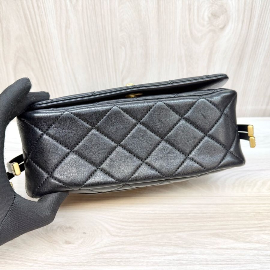CHANEL黑金釦牛皮雙鏈條側背包AS4340-17