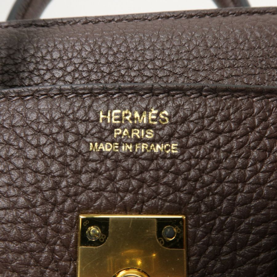 HERMES Togo皮革Birkin 25手挽袋Chocolate-5
