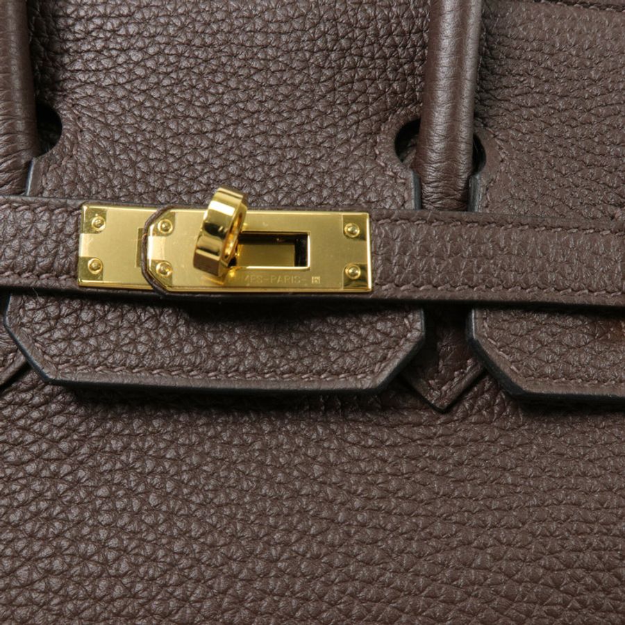 HERMES Togo皮革Birkin 25手挽袋Chocolate-7