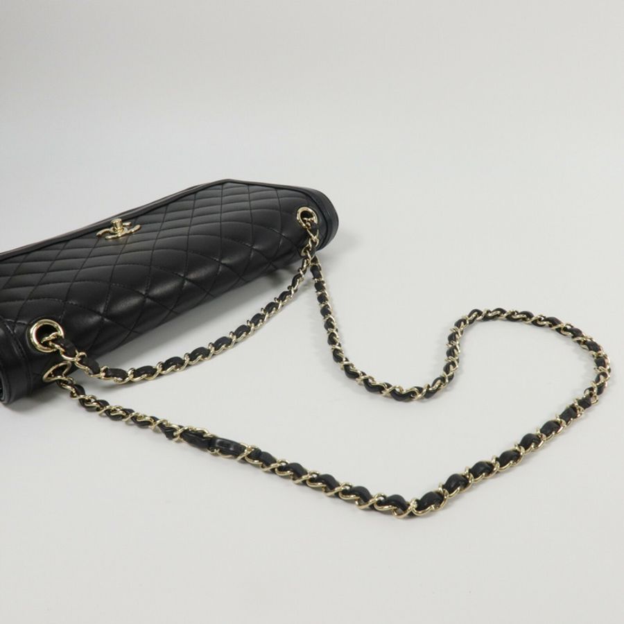 CHANEL 羊皮皮革Chain Shoulder鏈帶肩背袋-10