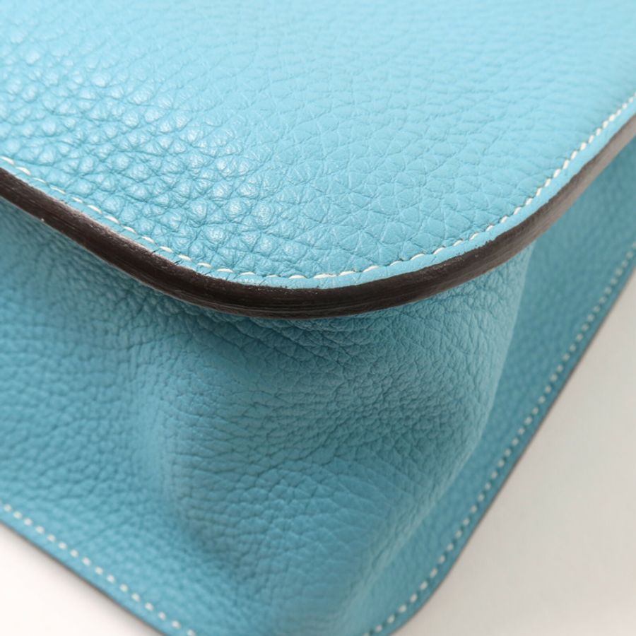 HERMES Clemence皮革Halzan 31手挽肩背兩用袋Bleu Saint Cyr-13