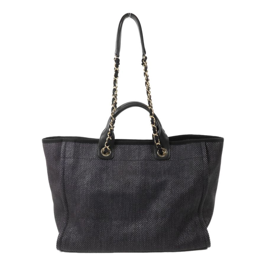 CHANEL 帆布Deauville Tote鏈帶手挽肩背兩用袋-1