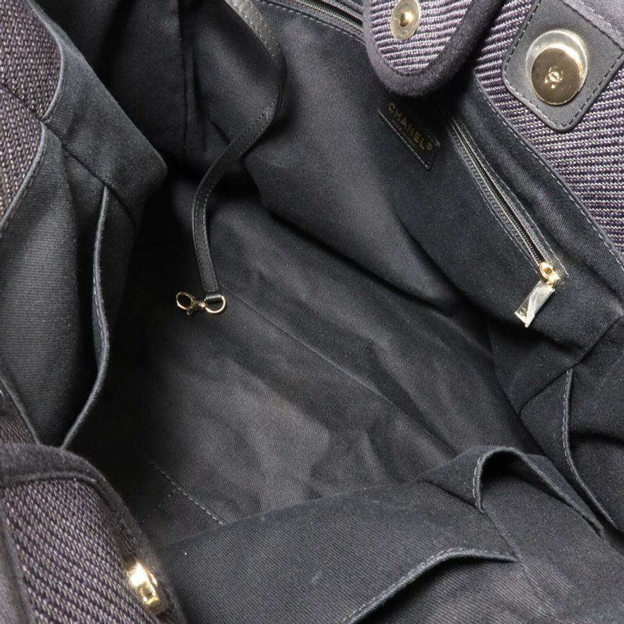 CHANEL 帆布Deauville Tote鏈帶手挽肩背兩用袋-4