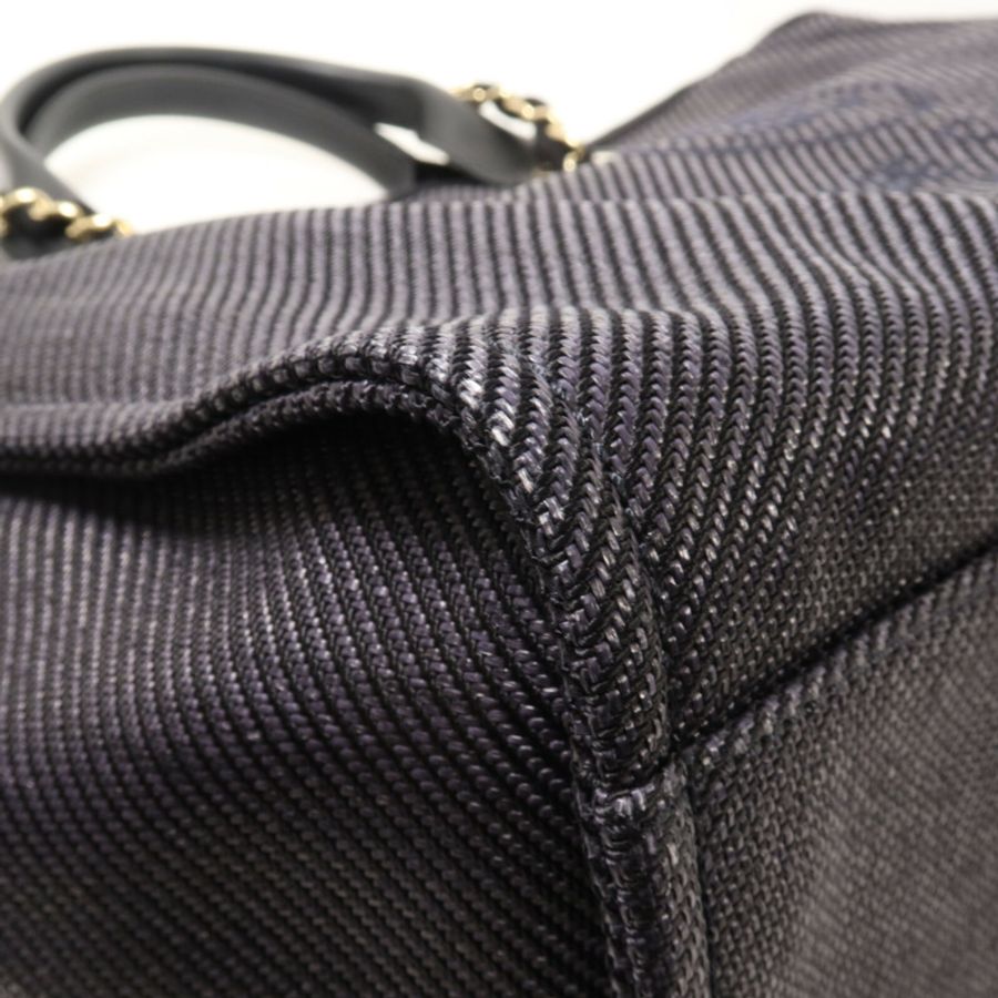 CHANEL 帆布Deauville Tote鏈帶手挽肩背兩用袋-11