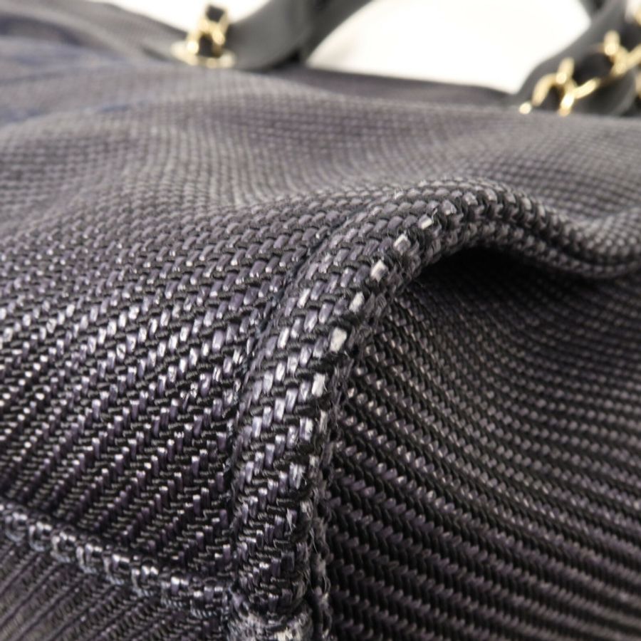 CHANEL 帆布Deauville Tote鏈帶手挽肩背兩用袋-12
