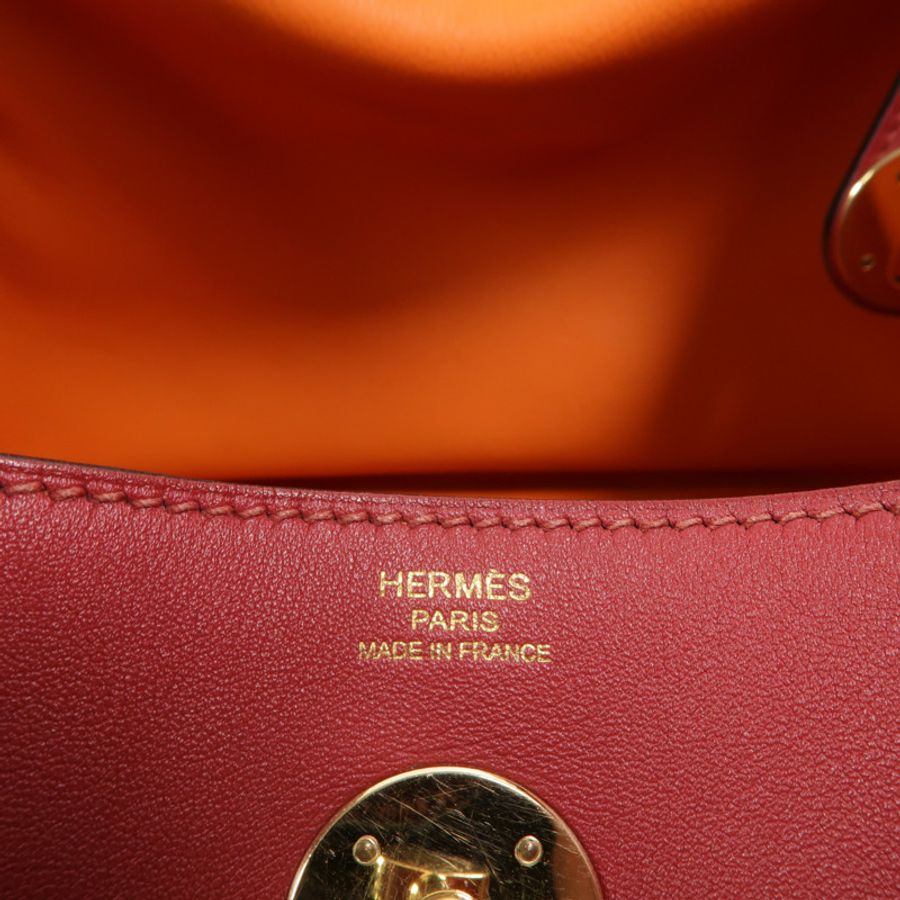HERMES 皮革Lindy 26手挽肩背兩用袋Rouge Grenade/Orange-5
