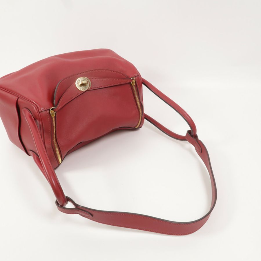 HERMES 皮革Lindy 26手挽肩背兩用袋Rouge Grenade/Orange-7
