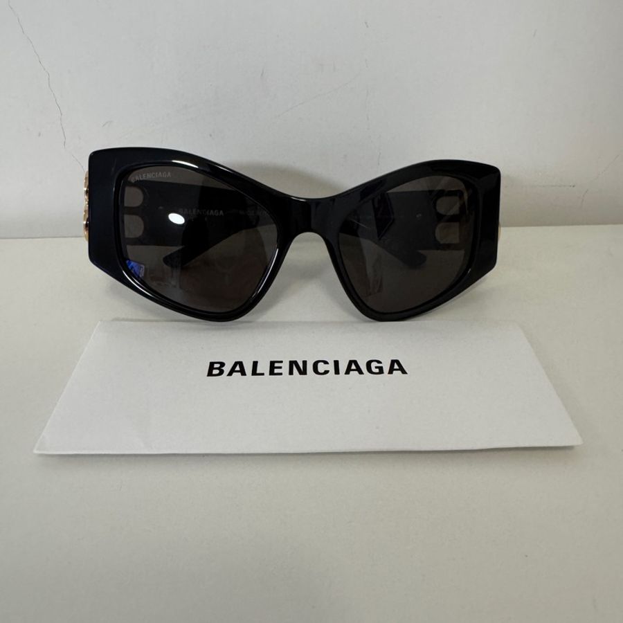 Balenciaga 精緻美觀 板材鏡架 不規則形 太陽眼鏡 黑色-6