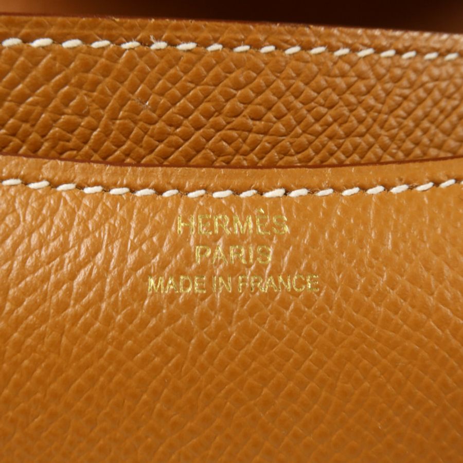HERMES Epsom皮革Constance Mini肩背袋Gold-5