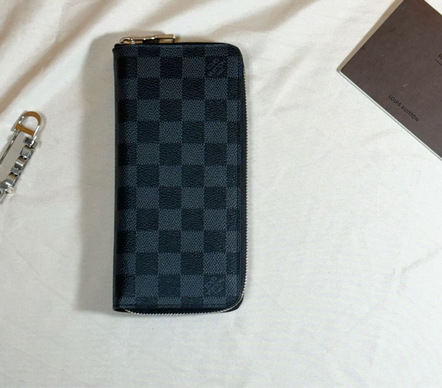 🔥 近新美品 LV 路易威登 Louis Vuitton 黑棋盤格拉鏈 10卡長夾-0