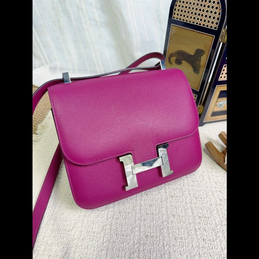 Hermes 海葵紫銀扣康康Constance24 C刻 Evercolor皮-1