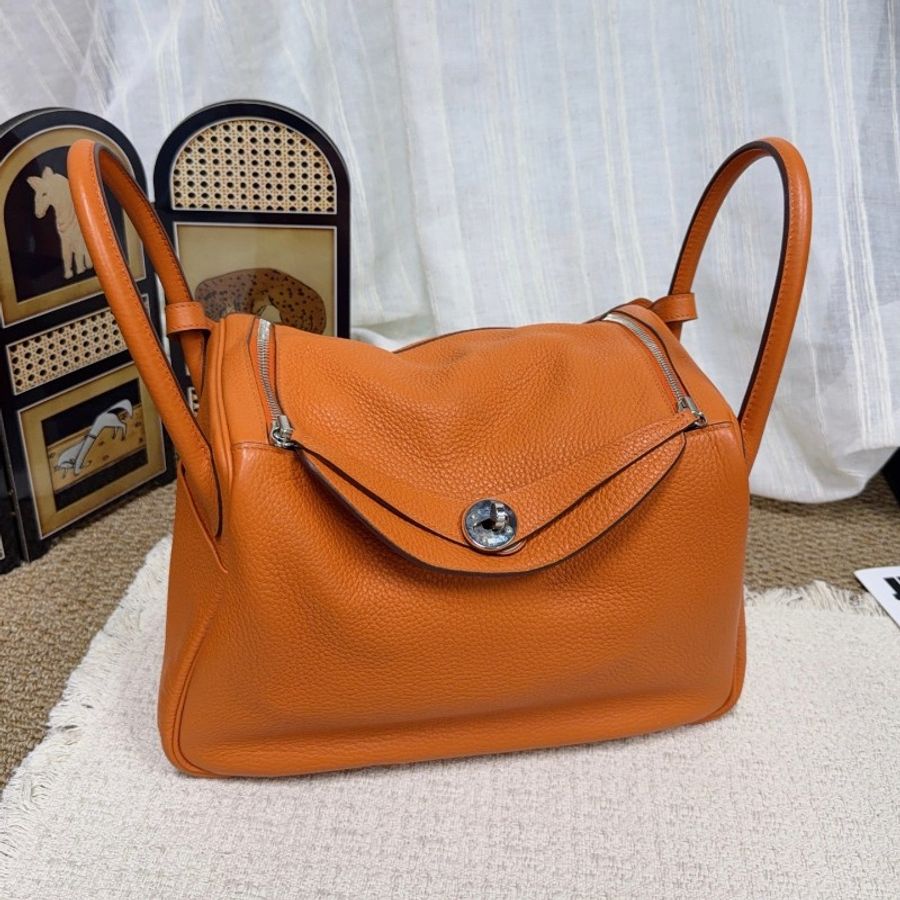 HERMES lindy30 愛馬仕橙 TC皮-0
