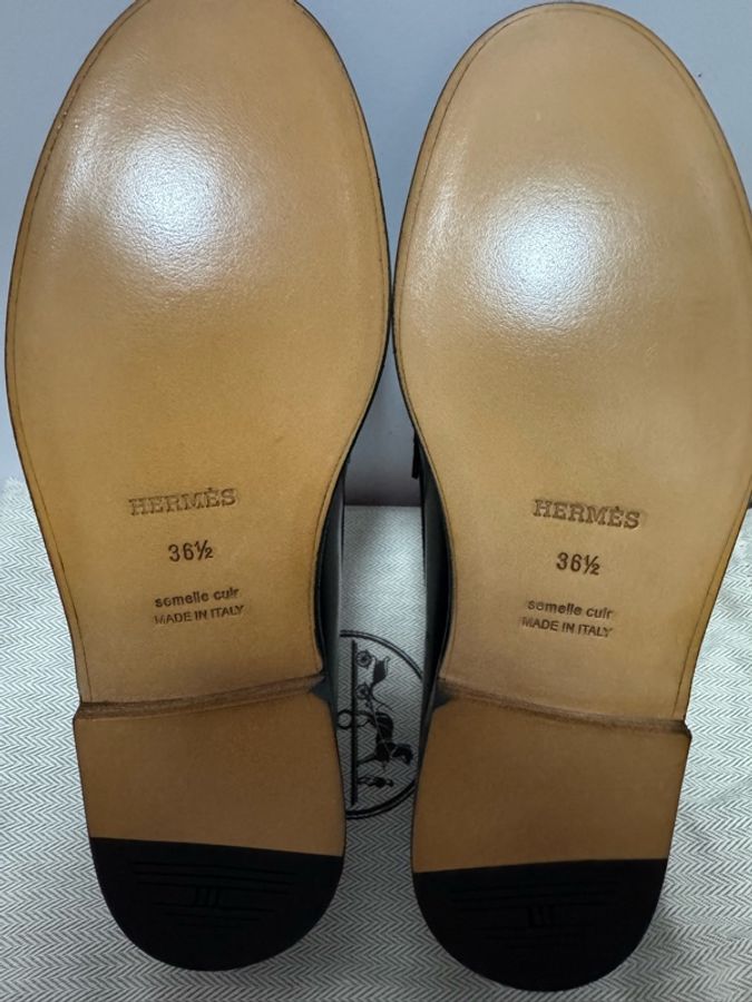 【全新】Hermes Mezzo Loafer樂福鞋黑色銀扣-2