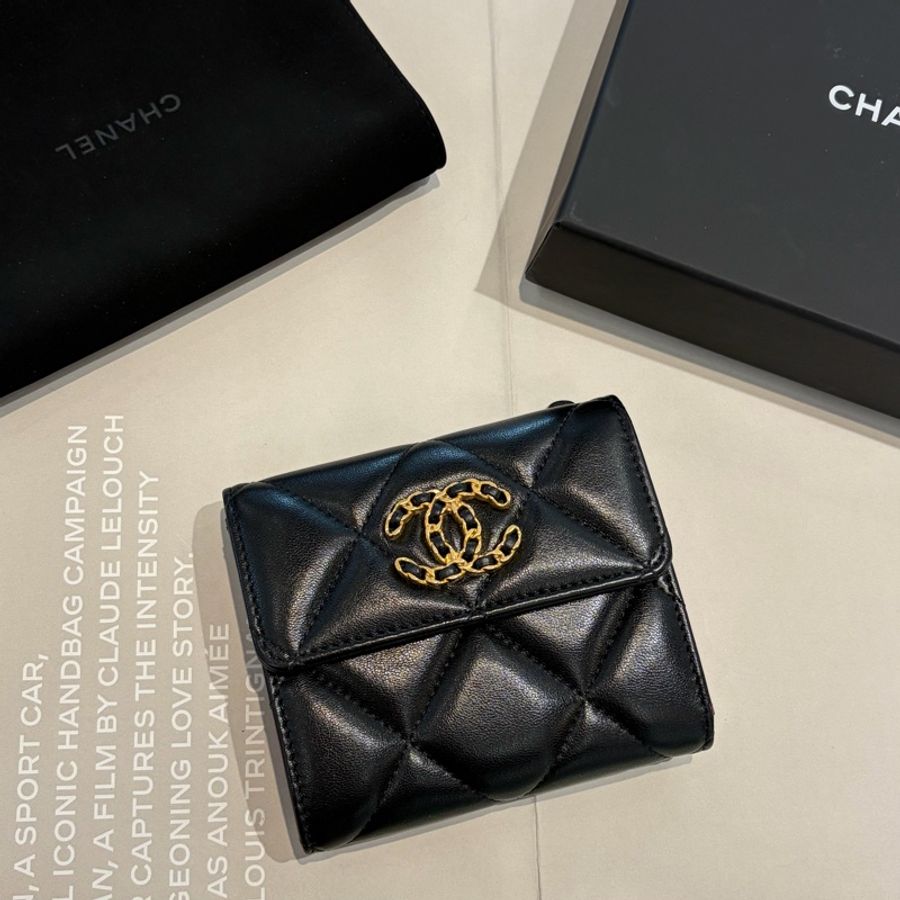 CHANEL19系列三折中夾 黑色-5