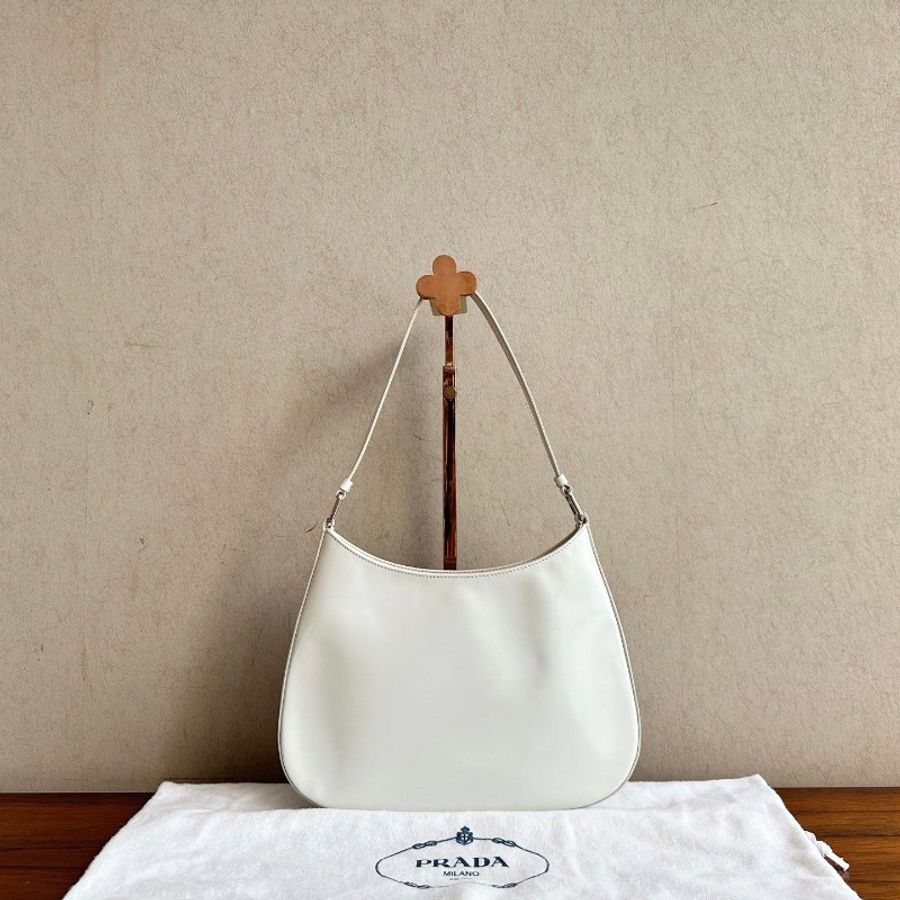 Prada 白色牛皮Cleo腋下包hobo中號-0