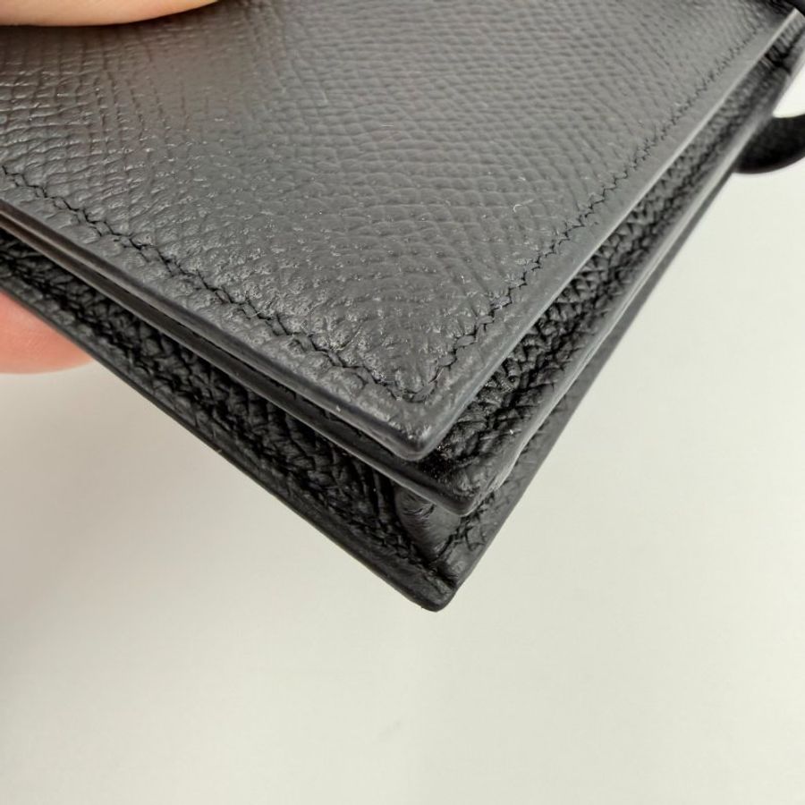 HERMES- 黑色Madame牛皮黑釦Bearn長夾-8