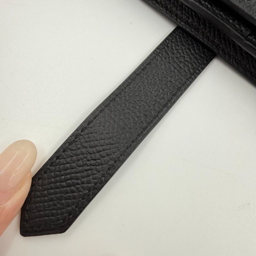 HERMES- 黑色Madame牛皮黑釦Bearn長夾-18