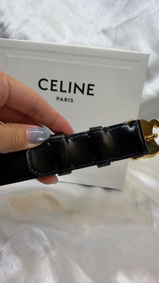 CELINE 經典凱旋門皮帶Medium Elegant Smooth Calfskin Black-1