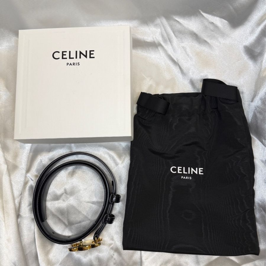 CELINE 經典凱旋門皮帶Medium Elegant Smooth Calfskin Black-10