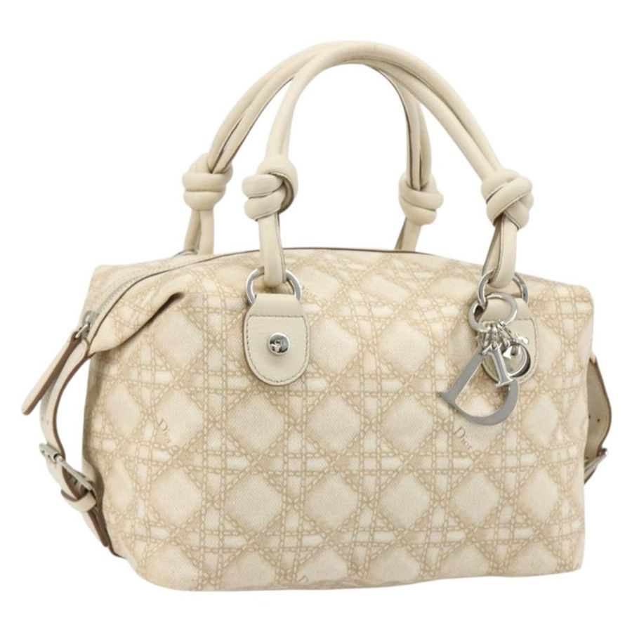 【日本直送】Christian Dior Panarea 手袋 帆布 象牙色 銀色 正品 185536A-0