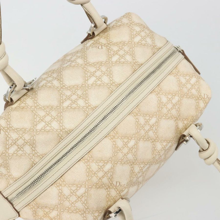 【日本直送】Christian Dior Panarea 手袋 帆布 象牙色 銀色 正品 185536A-5